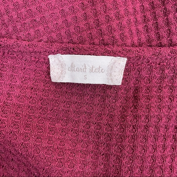 Altar’d State Waffle Knit Button Down Top with Tie - Picture 4 of 6